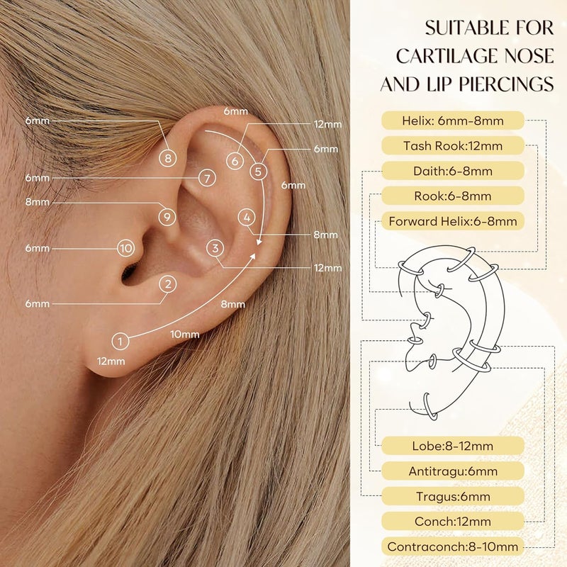 Poxtex Small Gold Huggie Hoop Earrings Set for Women Men Hypoallergenic 14K Plated Stack Cartilage Earrings, Multiple Piercing Lightweight Mini Thin Cute Dainty Trendy Jewelry Set Christmas Gifts for Women - Image 4